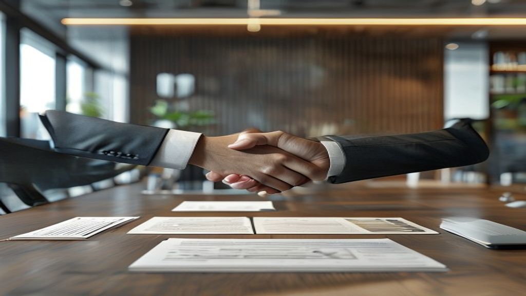 Business partnership handshake